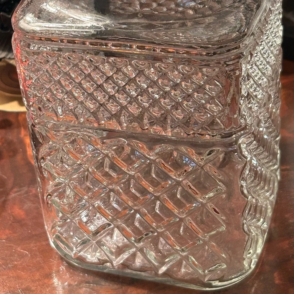 Vintage Clear Diamond Cut Glass Canister